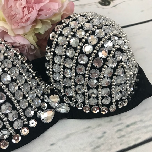 Goddess Crystal Rhinestone Studded Bra Lingerie - Picture 10 of 14